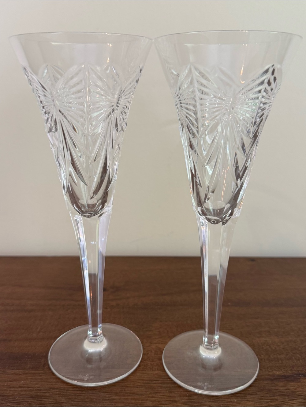 WATERFORD Crystal Millennium Collection Champagne Flutes PAIR 9” H